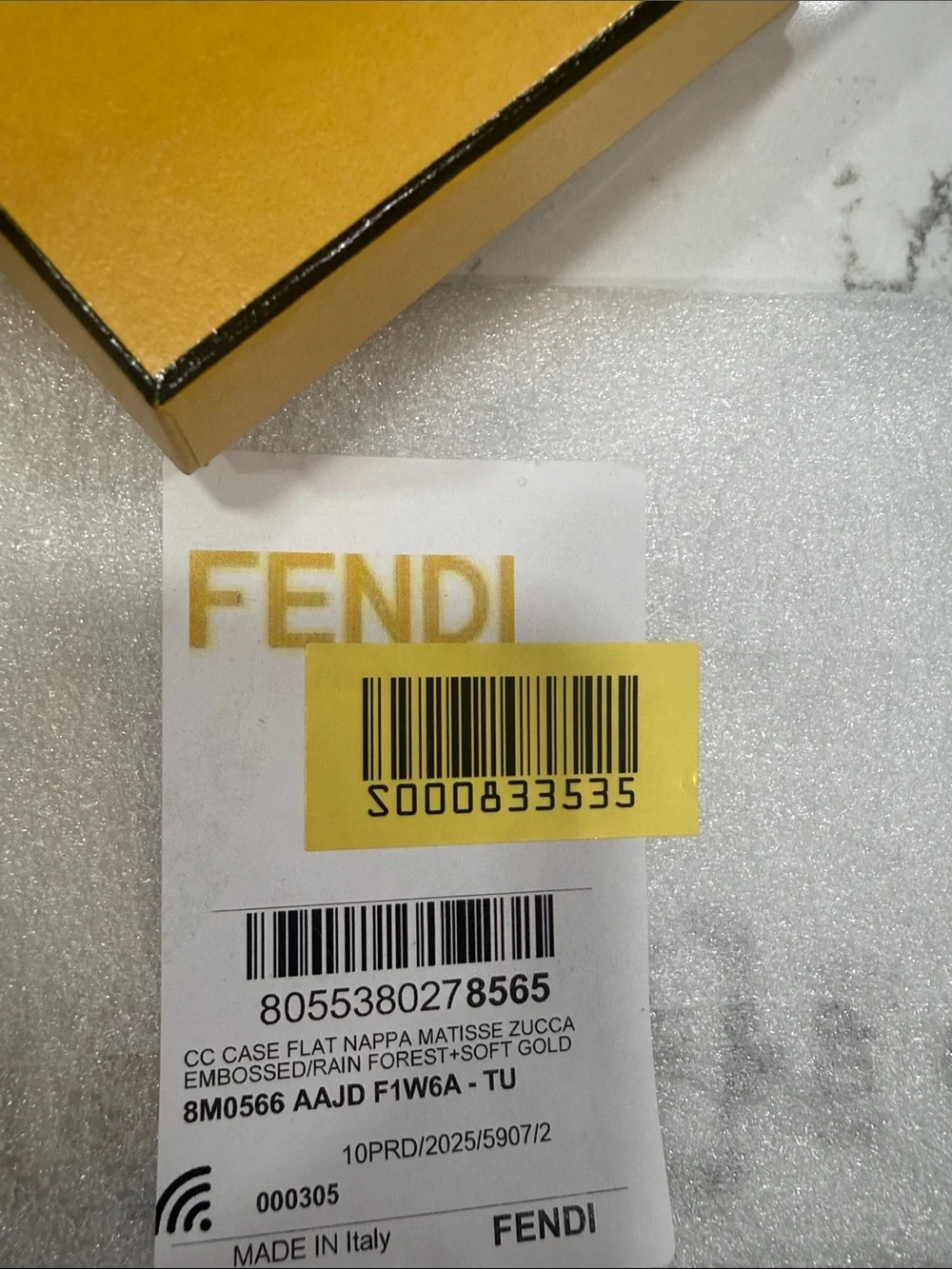 Fendi Green Quilted Leather Card case with Gold Hardware